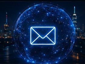 Network globe and email symbol